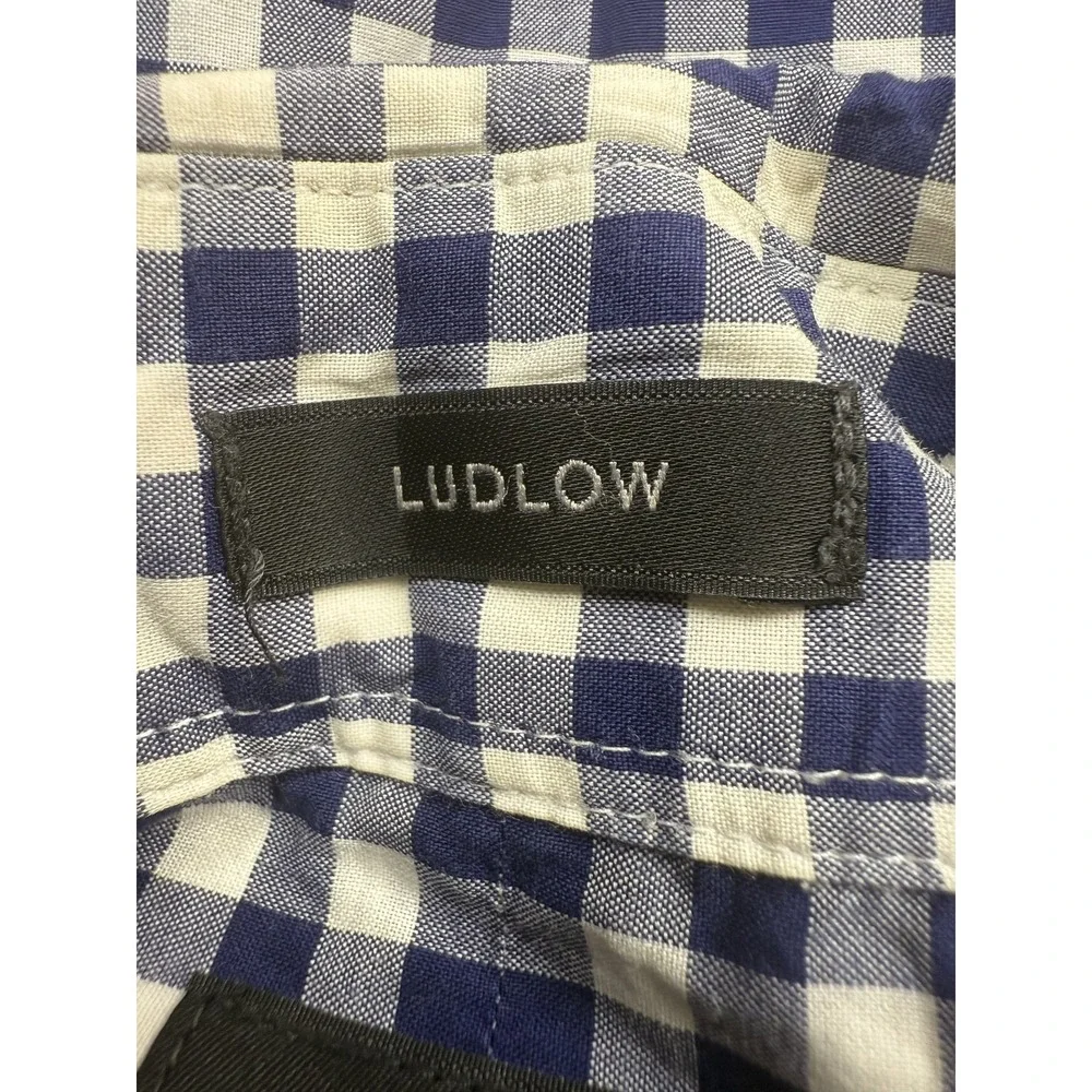 J. Crew Navy and White Gingham Button-Down Shirt